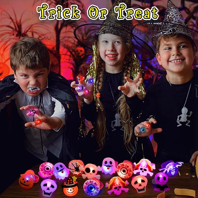 🎁LED-lysende Halloween-ring😍 – Sett med 50 stk.