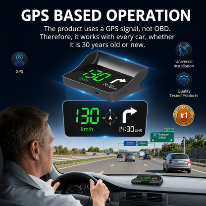 Head-Up Display (HUD) – GPS-hastighetsmåler for bil