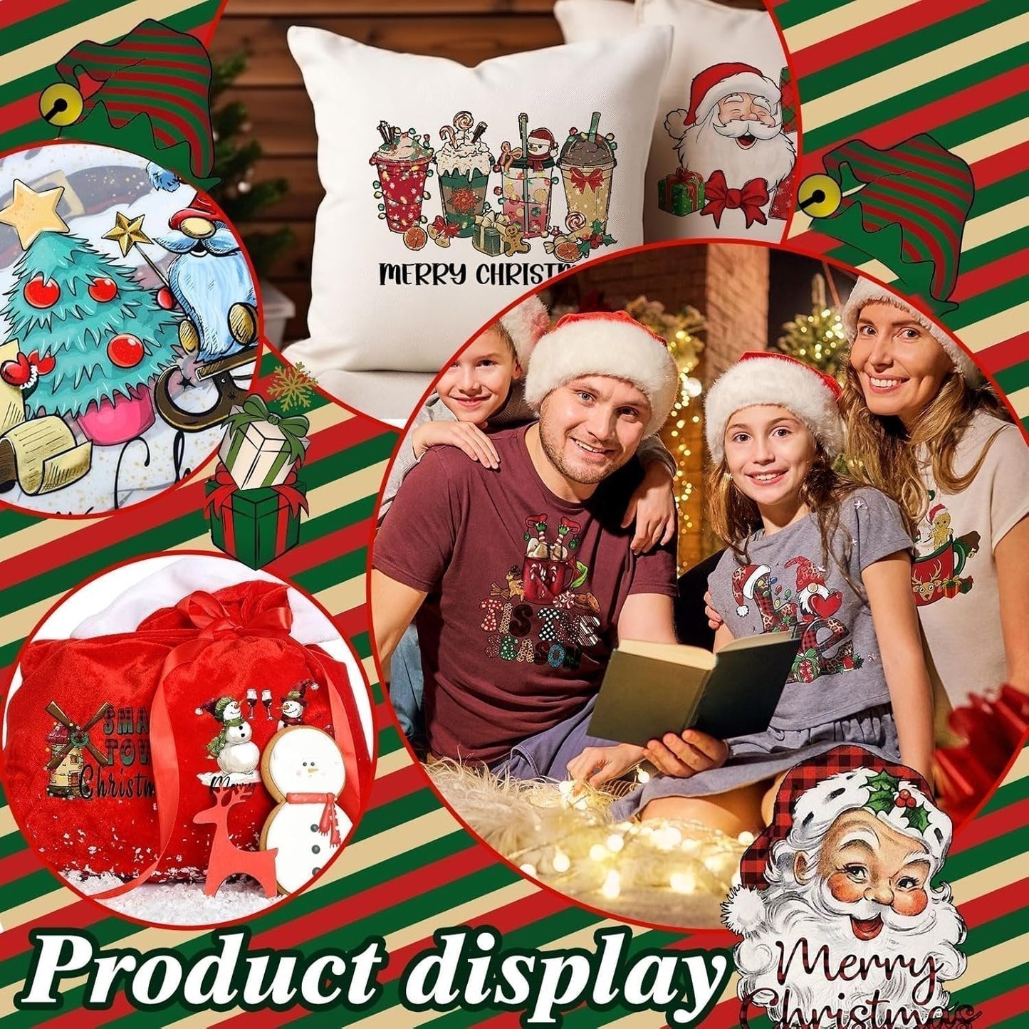 🎄Julemysteri DTF-overføringspakke – Trykkklare juledesign | Julenisse, reinsdyr, pepperkaker og festlig grafikk for t-skjorter, vesker og DIY-gaver🎄