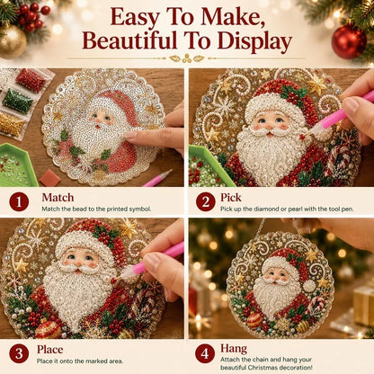 🎄Julepynt-sett med perler og diamanter til oppheng | Slitesterke, fargebestandige perler – DIY-håndlaget julepynt til oppheng 🎅💎