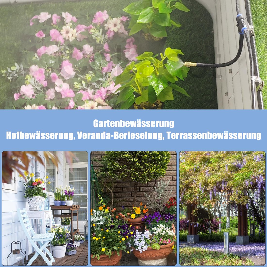 ❄️Zomerfresh 48 % rabatt! 🌱Justerbart hagefordampings- og vanningssystem – gjør-det-selv-vanningssett med 360° sprayhoder for hage, balkong og drivhus