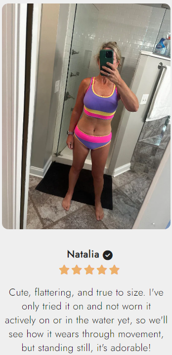 🌼Sporty 3-delt bikinisett i nylon med fargeblokker og lappeteppe - Badedrakt med høy midje og magekontroll👙🌈