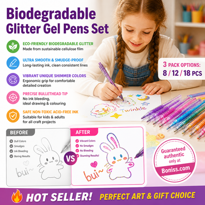 💥 Siste dag! Spesialsalg 🎁Glitter Gelpennsett – Smidig skriving 🎨
