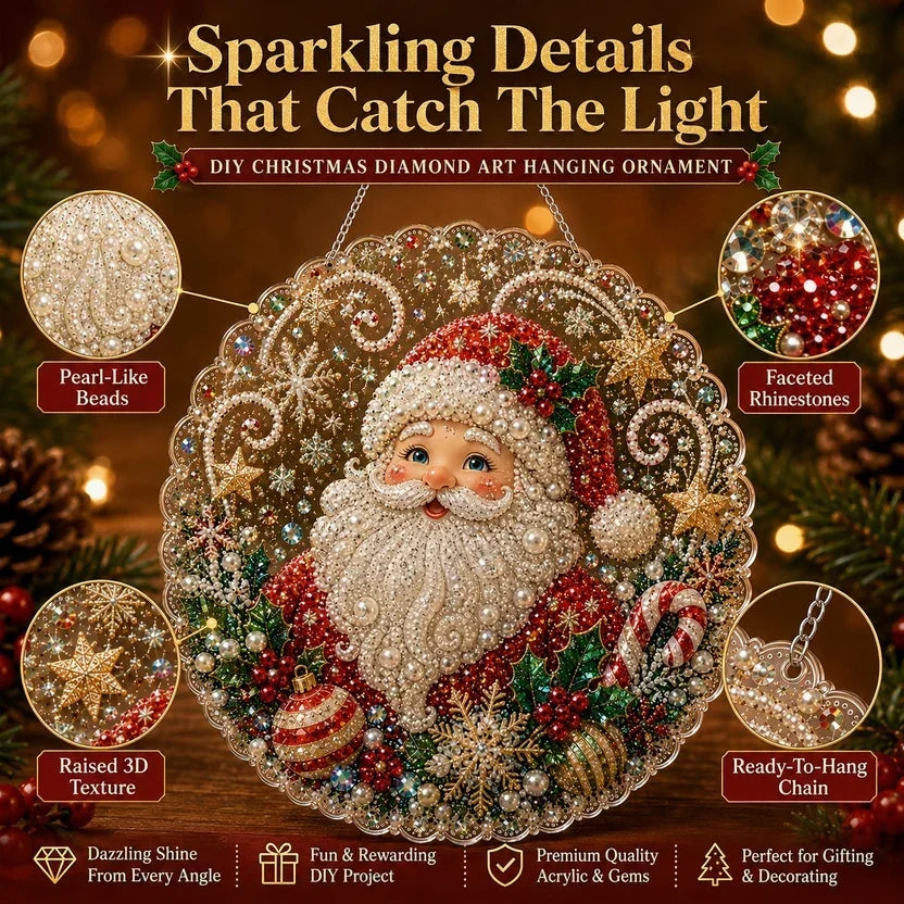 🎄Julepynt-sett med perler og diamanter til oppheng | Slitesterke, fargebestandige perler – DIY-håndlaget julepynt til oppheng 🎅💎