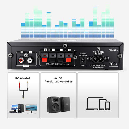 📢📢48 % RABATT!! ⏰AK35 Stereoforsterker Hjemmelyd Bluetooth 5.0 Maks