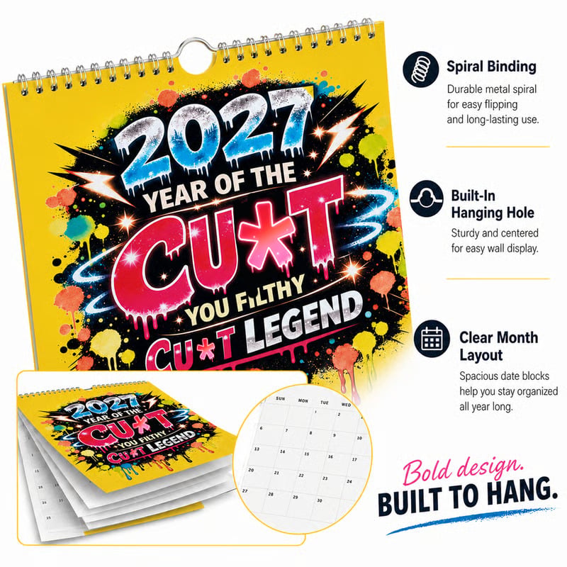 💥Early Bird-tilbud — 48% rabatt🎁Veggkalender for 2027 – «Året for fitta» – Kalender med dristig graffitihumor📆🌟