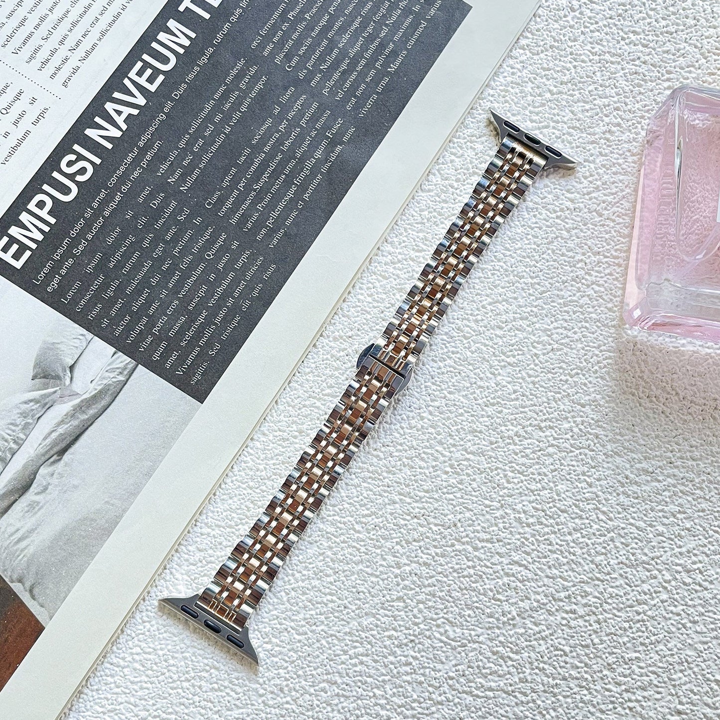 ❄️Sommerfrisk 48% rabatt!✨Lenke i rustfritt stål til Apple Watch – Elegant metallrem med sikker trykklås