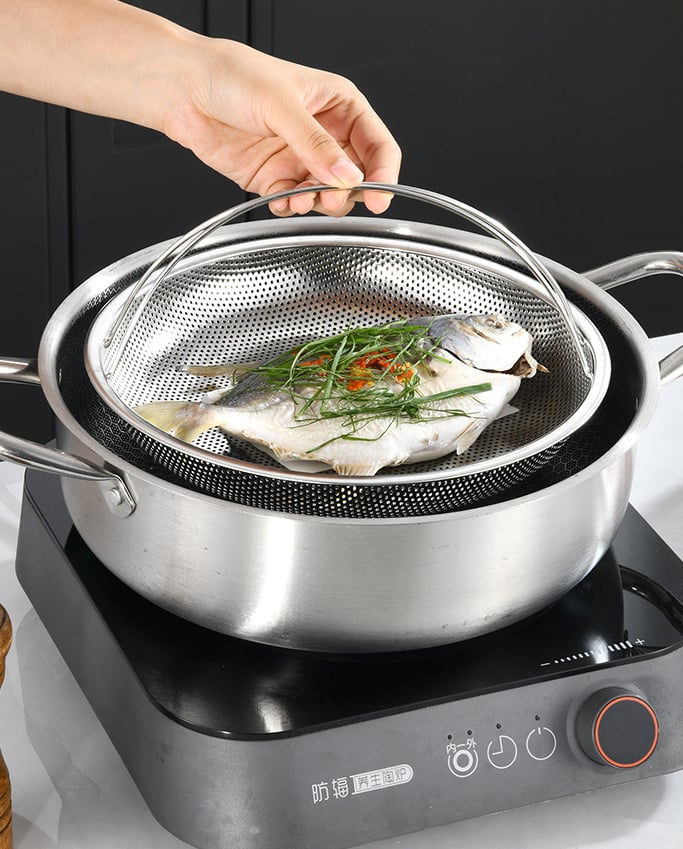 ✨Hot Sale✨Alt-i-ett dampkoker i rustfritt stål med håndtak