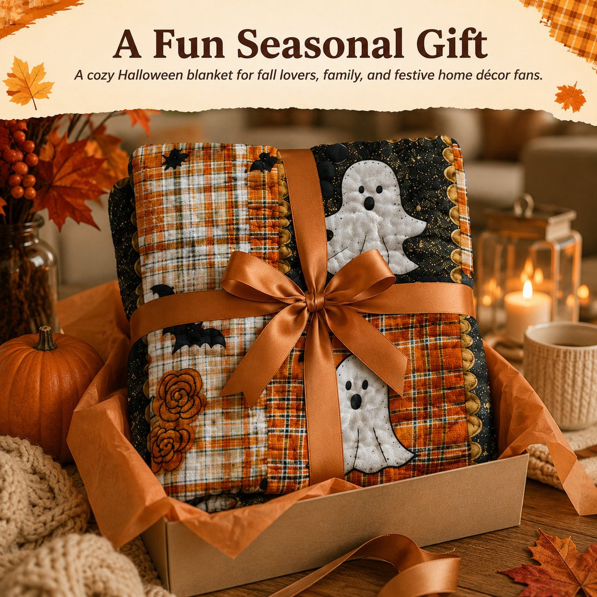 ⏳SISTE DAGS SALG 50%🎃Halloween Patchwork Flanellteppe