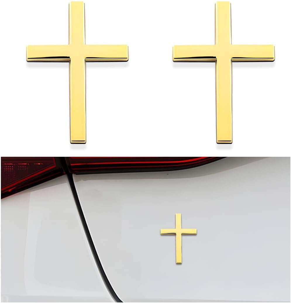🚗✝️Klistremerker i metall med Jesus Kristus-kors | Selvklebende 3D-kors til bilskrapedeksel
