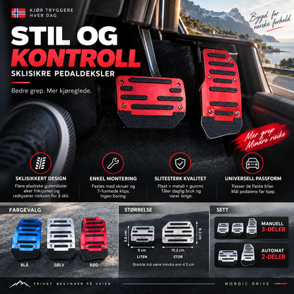 🚗 Sklisikkert pedalsett for bil – gummi, universell passform, enkel montering. Øker sikkerheten på veien! ✨🔧