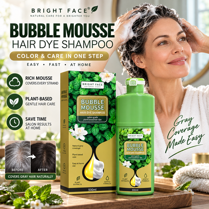 ⚡SALG PÅ 50 % RABATT⏳Plantebasert Bubble Mousse hårfargesjampo | Enkel dekning av grått hår hjemme, skånsom og langvarig💇‍♀️