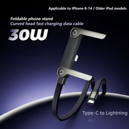 ⚡2-i-1 usynlig holderladerkabel – 240 W hurtigladekabel med innebygd telefonstativ