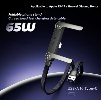 ⚡2-i-1 usynlig holderladerkabel – 240 W hurtigladekabel med innebygd telefonstativ