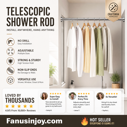 🔥48% off limited time！🥼👚 Create storage space anywhere anytime！Adjustable No-Drill Tension Rod