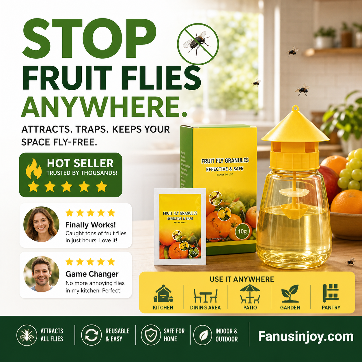 🔥Amazing Discount! 🕸️Get rid of annoying mosquitoes and fruit flies! Indoor and Outdoor Hanging Fly Trap