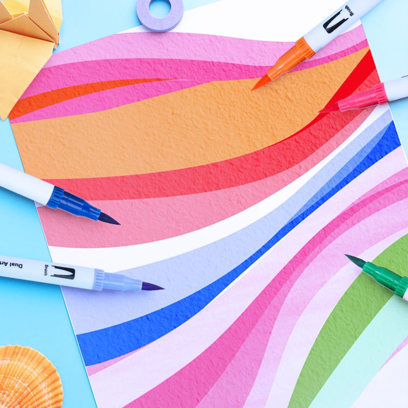 ✨120 farger vaskbare malingspenner med dobbel spiss