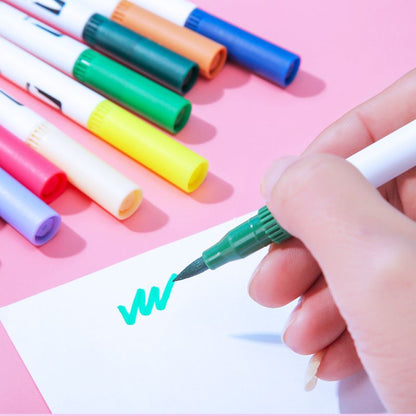 ✨120 farger vaskbare malingspenner med dobbel spiss