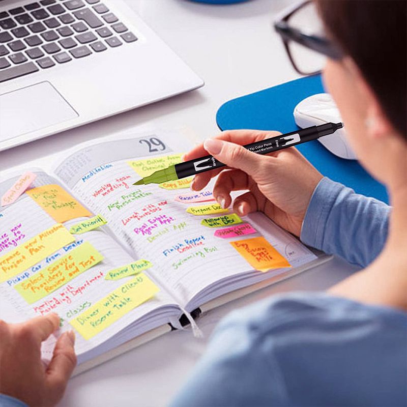 ✨120 farger vaskbare malingspenner med dobbel spiss