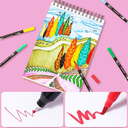 ✨120 farger vaskbare malingspenner med dobbel spiss