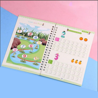 🏆Siste dag – spesialpris!🔥4-i-1 Fun – gjenbrukbare lærebøker📚✨Håndskrift • Tall • Tegning • Finmotorikk • Med penn med forsvinende blekk | Fra 2 år • Miljøvennlig og skjermfritt 🌱