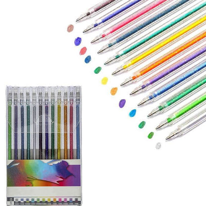 💥 Siste dag! Spesialsalg 🎁Glitter Gelpennsett – Smidig skriving 🎨
