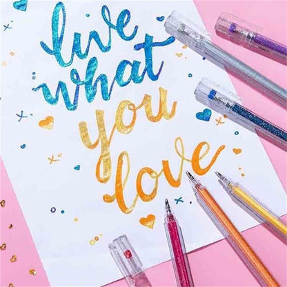 💥 Siste dag! Spesialsalg 🎁Glitter Gelpennsett – Smidig skriving 🎨