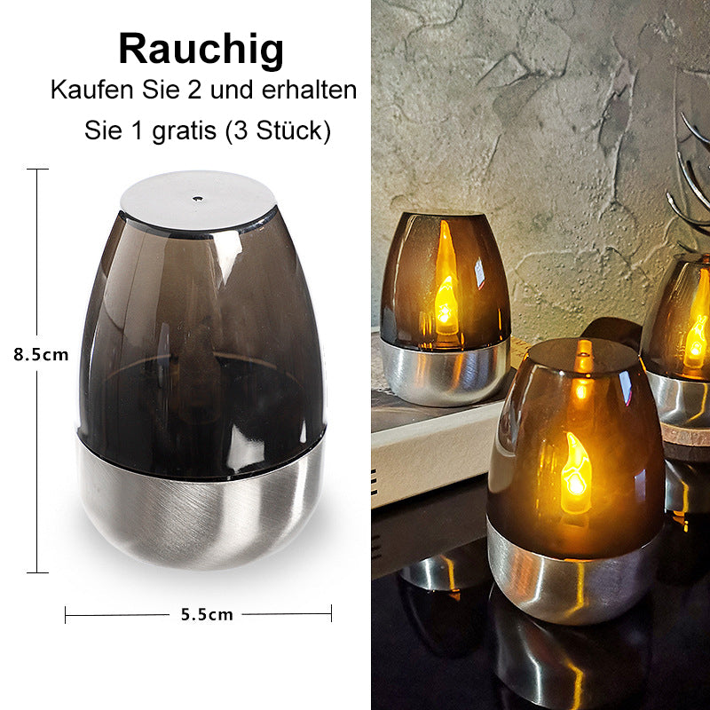 6-pakning solcelledrevne telys utendørs flammeløs flimmer IP65 vanntett bordlampe LED-stearinlys med skumrings-til-daggry-sensor for lykt hage camping fest hjemmedekorasjoner varm farge