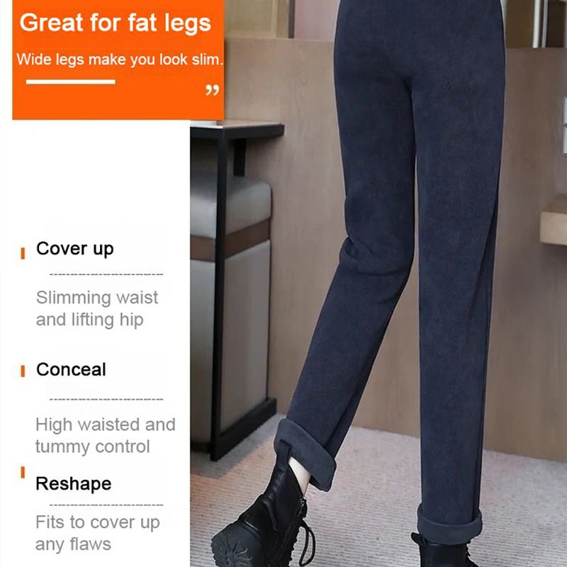 💥Salg 48% rabatt💥Damebukser med høy midje og fôr i imitert fleece