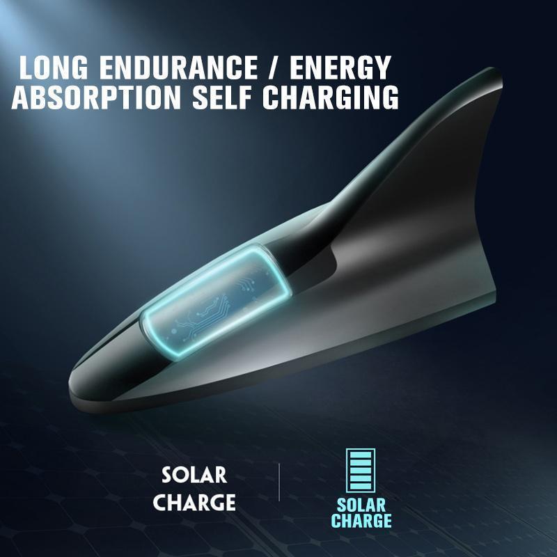 🦈 BEGRENSET TID 50 % RABATT! ⚡ Solcelledrevet varsellys for haifinne i bilen – vibrasjonsaktivert, 4 LED-farger, enkel påklistring ✨