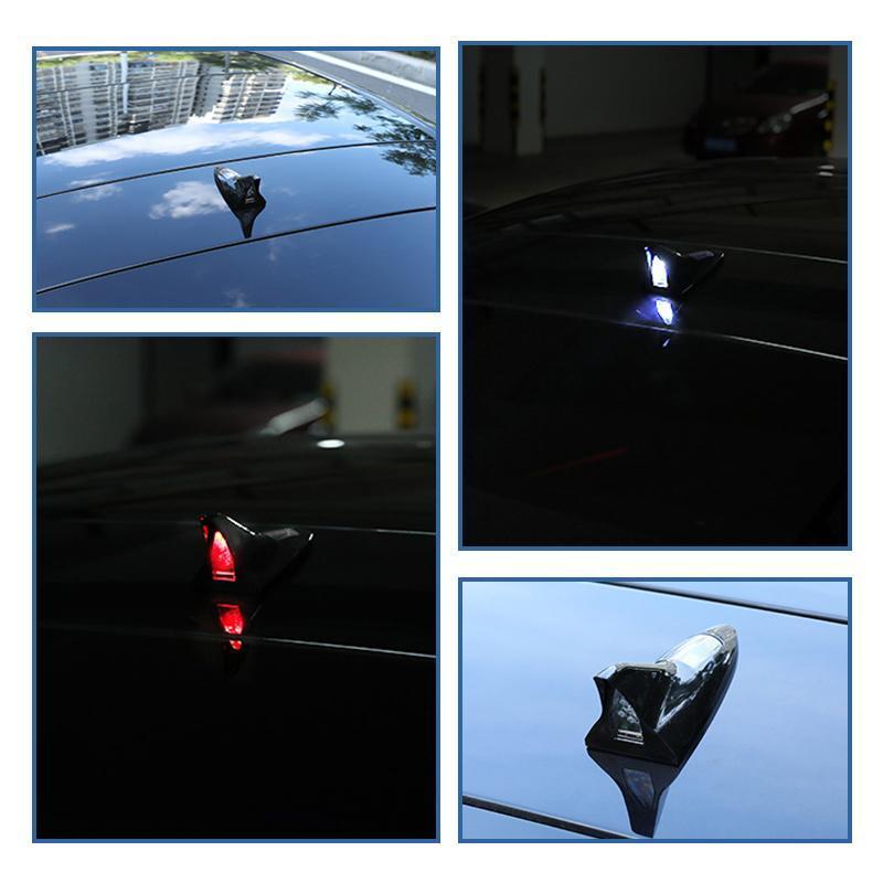 🦈 BEGRENSET TID 50 % RABATT! ⚡ Solcelledrevet varsellys for haifinne i bilen – vibrasjonsaktivert, 4 LED-farger, enkel påklistring ✨