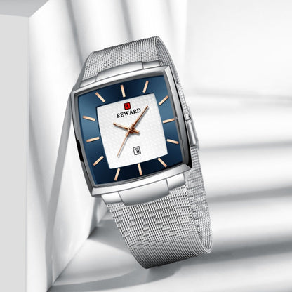 ✨Hot Salg 50 % rabatt🔥Ultratynn kvartsklokke med firkantet nettingbelte for menn