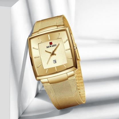 ✨Hot Salg 50 % rabatt🔥Ultratynn kvartsklokke med firkantet nettingbelte for menn