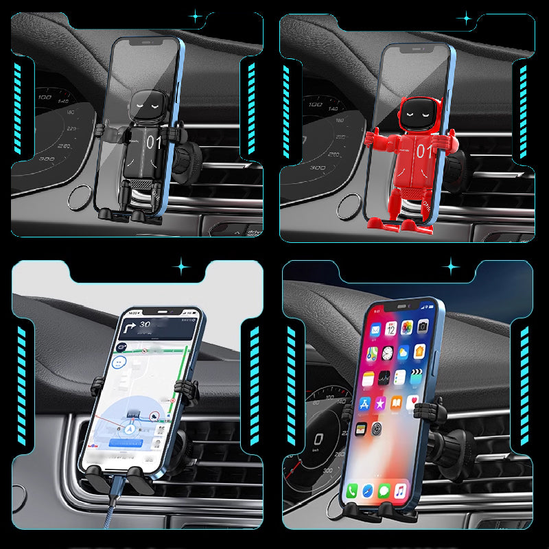 Monter telefonen din umiddelbart! 360° roterbar robottelefonholder til bilen