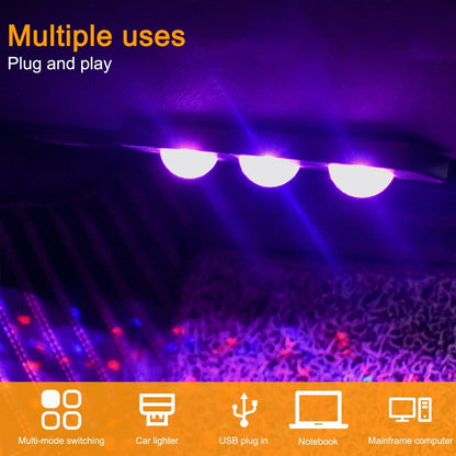 USB LED bil interiør stjerne lys lampe – 4 stk (7 farger, stemmestyring med fjernkontroll)