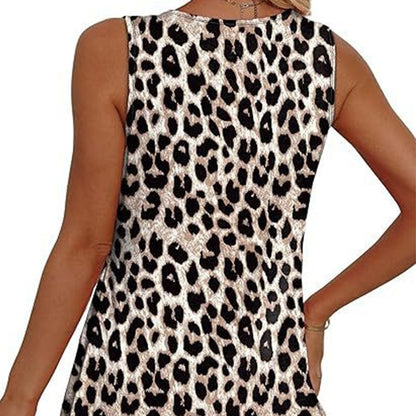 🌞VARMT SALG 48% RABATT👚Dameprint, flagrende, ermeløs peplum-tanktopper med V-hals