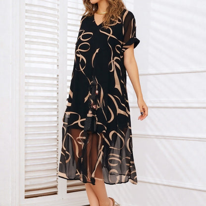 💥Special Sale 50% OFF💝✨Flowy V-Neck Printed Long Dress