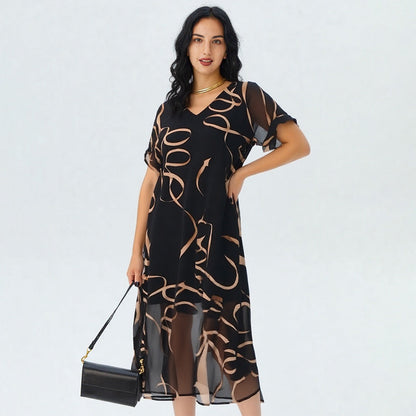 💥Special Sale 50% OFF💝✨Flowy V-Neck Printed Long Dress