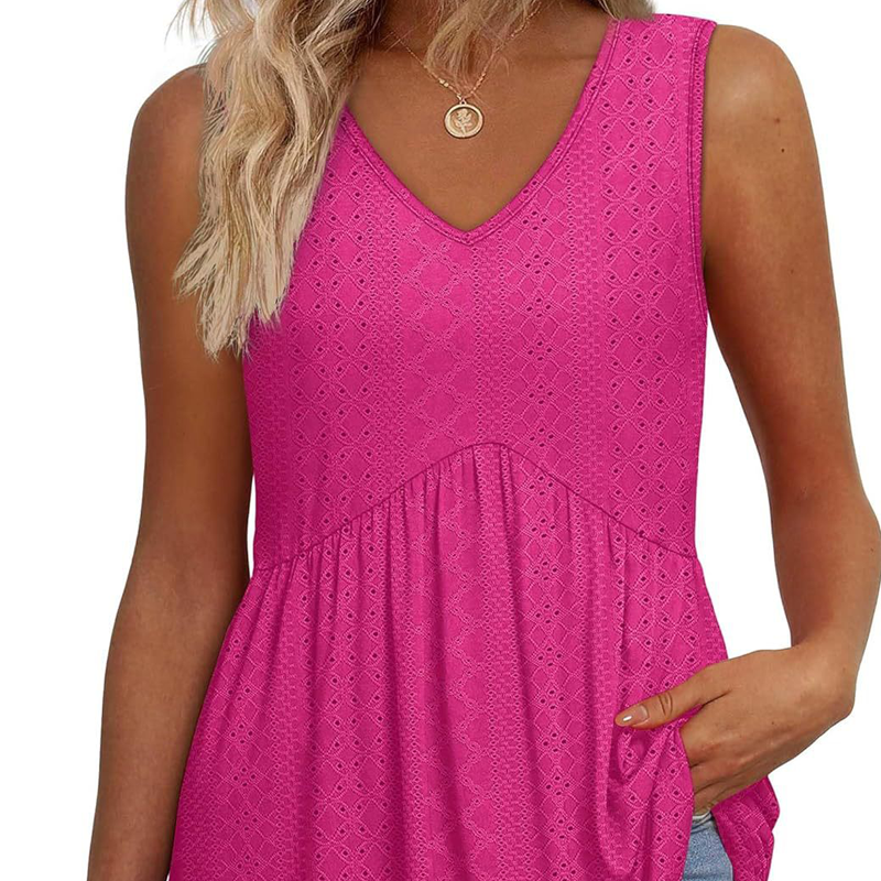 ⏰Hot Sale 48%!🚀Kjøp 2 få 5% rabatt🎁Uformell dametopp med V-hals og blomsterprint og ermeløs rysjer