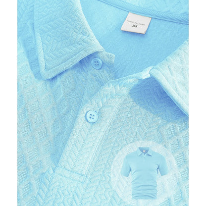 🔥Siste dags salg, 48 % rabatt! To-delt herresett i diamantstrukturert design: kortermet skjorte med krage og shorts med snøring.