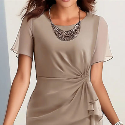 🥰Elegant mote kjole i ensfarget farge