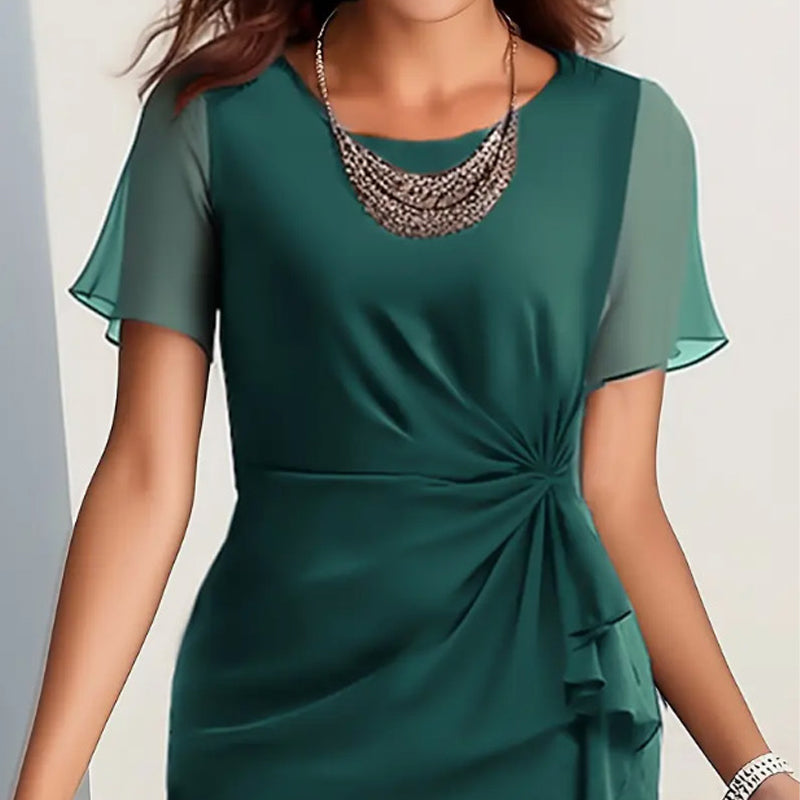 🥰Elegant mote kjole i ensfarget farge