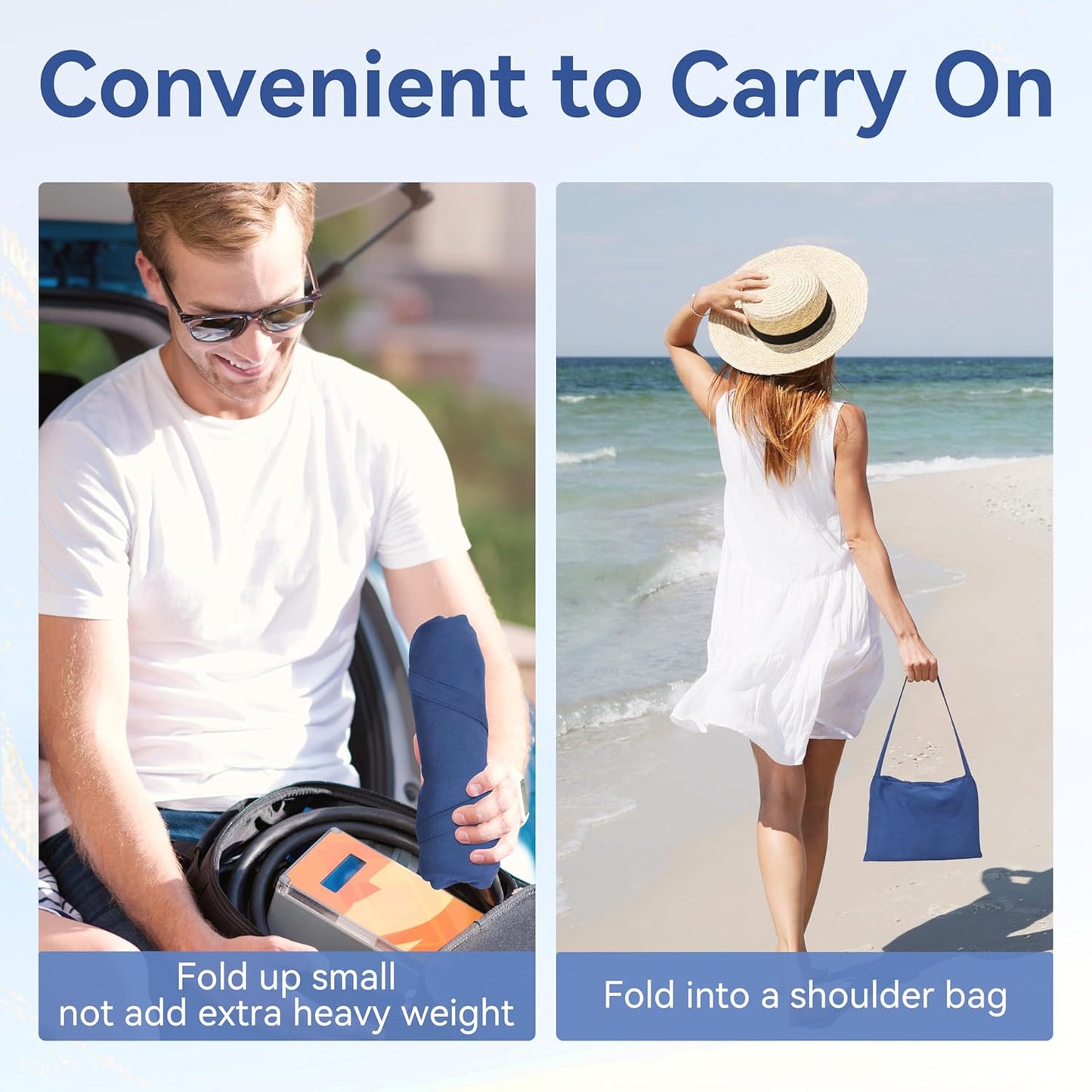 🏖️Sommertilbud 48 % RABATT🌞🌊Håndkle til solseng i veske med lommer til oppbevaring