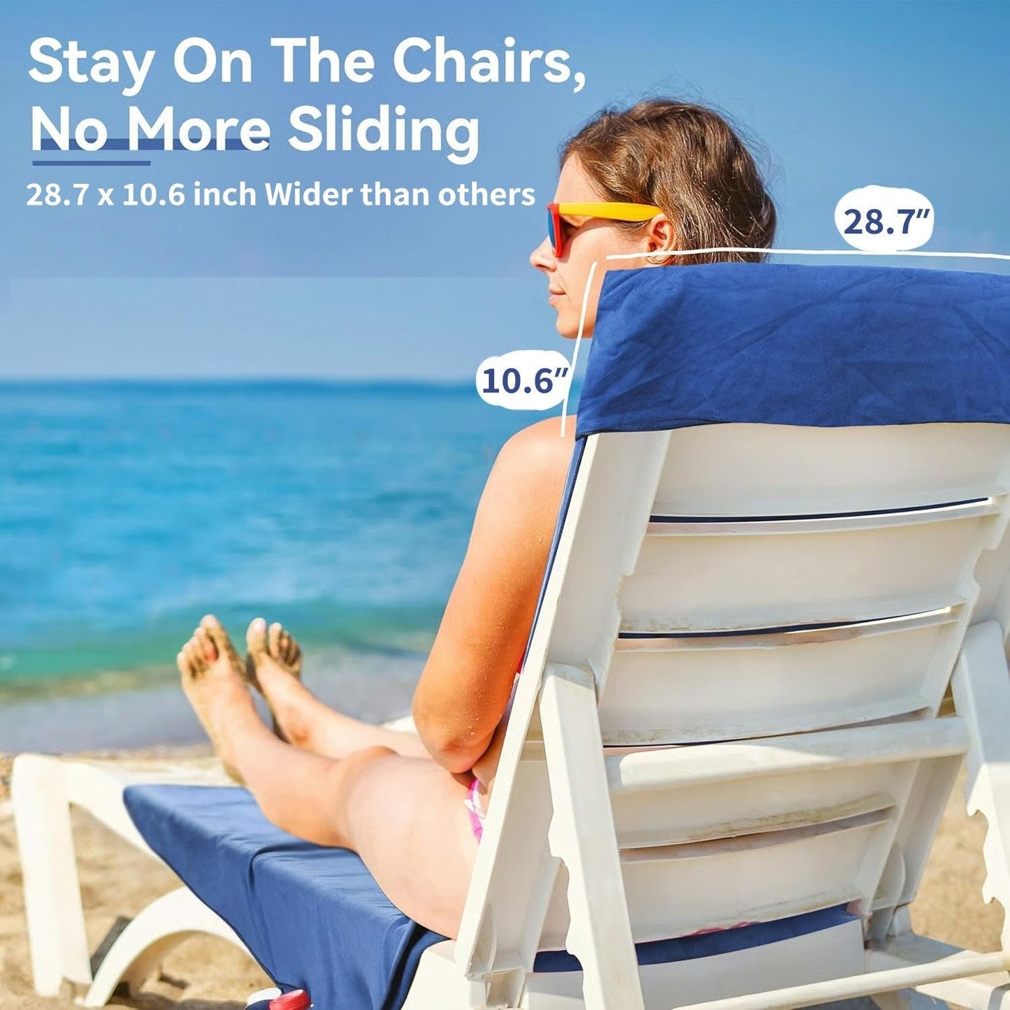 🏖️Sommertilbud 48 % RABATT🌞🌊Håndkle til solseng i veske med lommer til oppbevaring