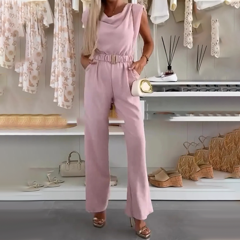🌞Spring Awakening: 48 % rabatt!💐Damejumpsuit «Elegance»: Fossfallsutringning og gulldetaljer