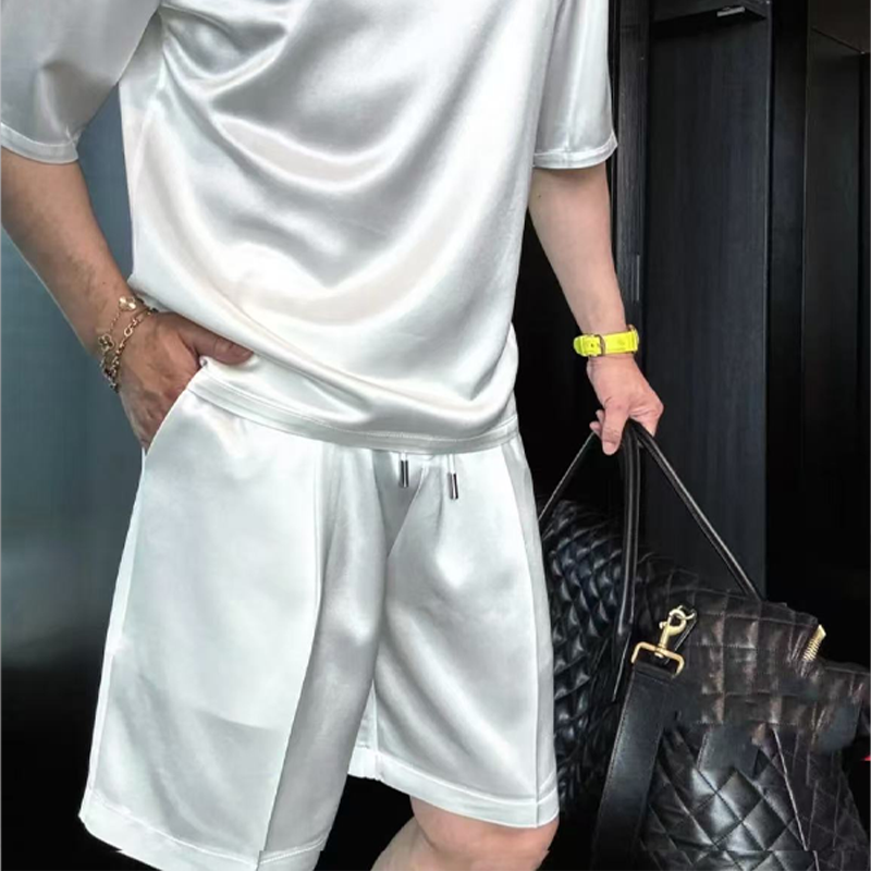 📢📢48% RABATT !!!⏰Herresett med ensfarget topp og shorts, 2 deler