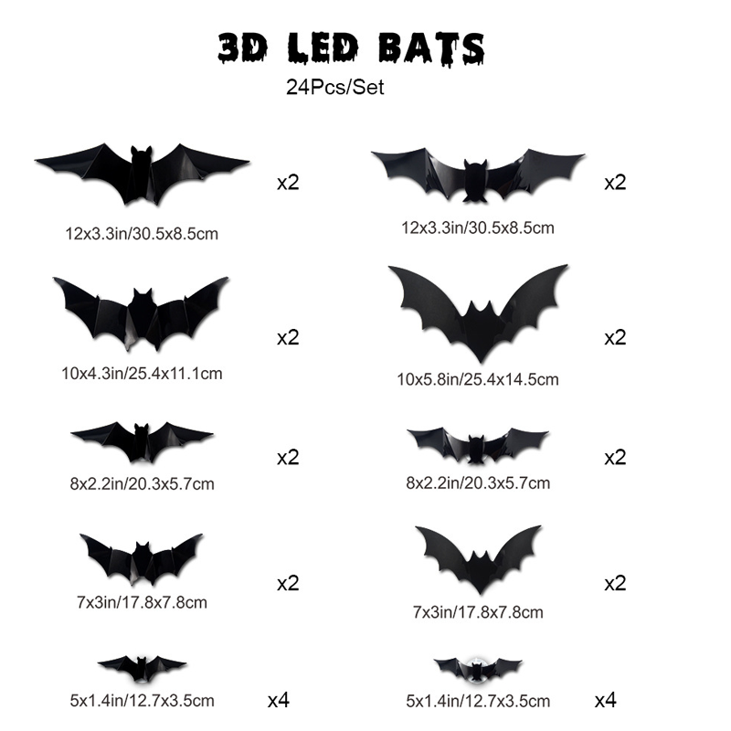🦇3D Fladdermus LED vegglampe dekorasjon