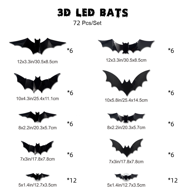 🦇3D Fladdermus LED vegglampe dekorasjon