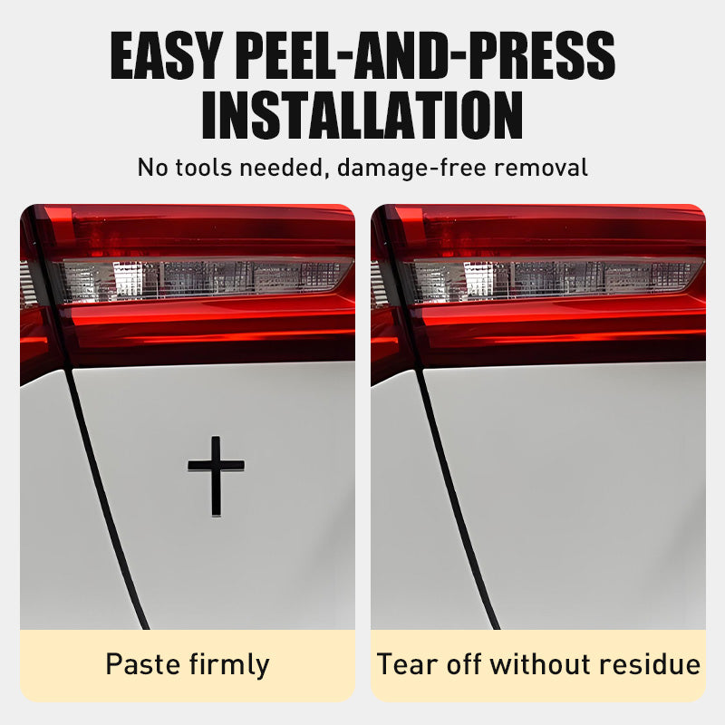 🚗✝️Klistremerker i metall med Jesus Kristus-kors | Selvklebende 3D-kors til bilskrapedeksel