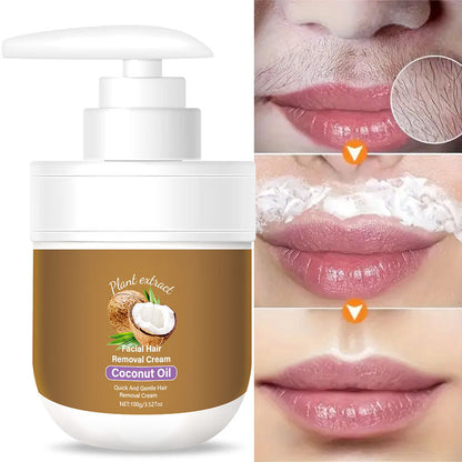 🎁 Kjøp 1 få 1 GRATIS! 🥥✨ Kokoskrem for hårfjerning i ansiktet – Mild og effektiv (Passer for bruk på hele kroppen)